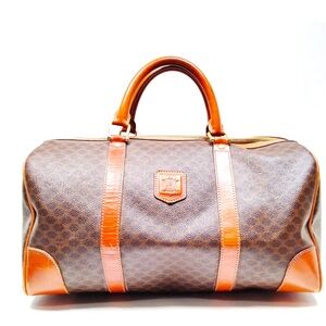 AUTHENTIC CELINE Boston bag Brown Leather Duffel Bag